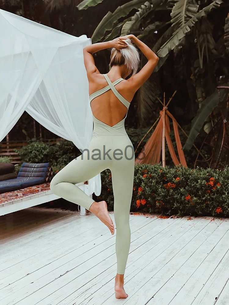 Women's Tracksuits SXL Seamless OnePiece Yoga Suits Women Jumpsuits Nylon High Stretchy Sports Overalls Rompers Gym Workout Clothing Sportswear J