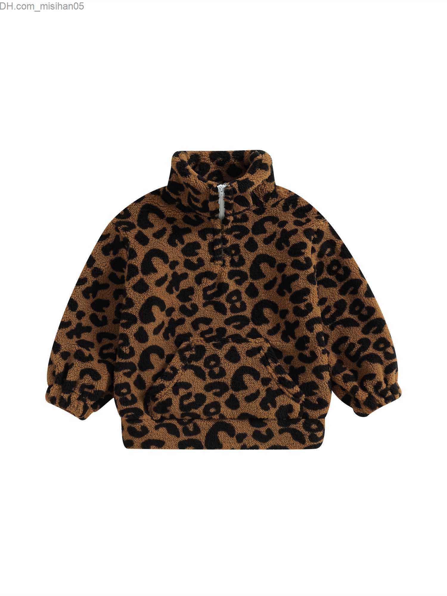 Pullover Children's Winter Comfort Hoodie Wool Long Sleeve Zipper Tiger Pattern Jacket Warm Q241127