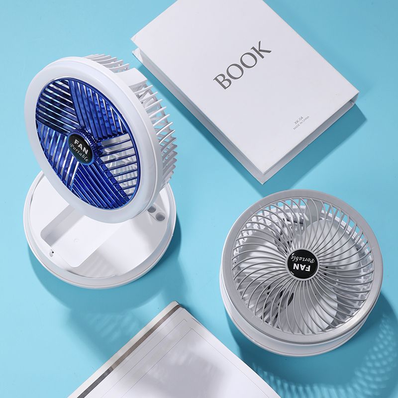 portable fan usb charging foldable table fan with led light 4 gear wall mounted hanging ceiling fan for camping home room office