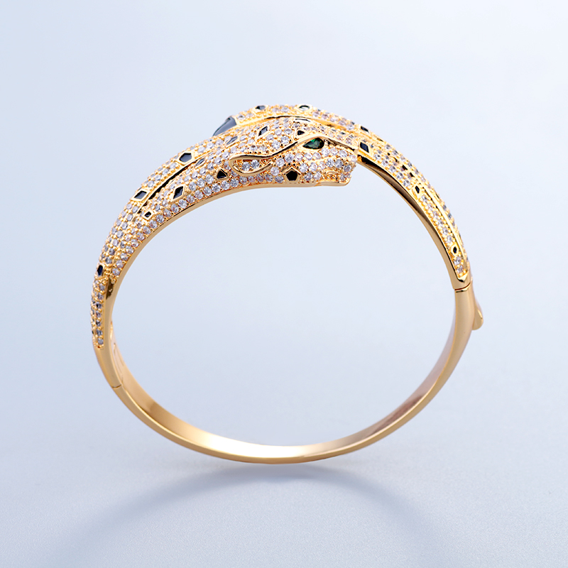 Silver Bangle 1 Gold Plated Leopard Design Luxury Unisex Fashion for Party Wedding Jewellery Gift High Quality Texture
