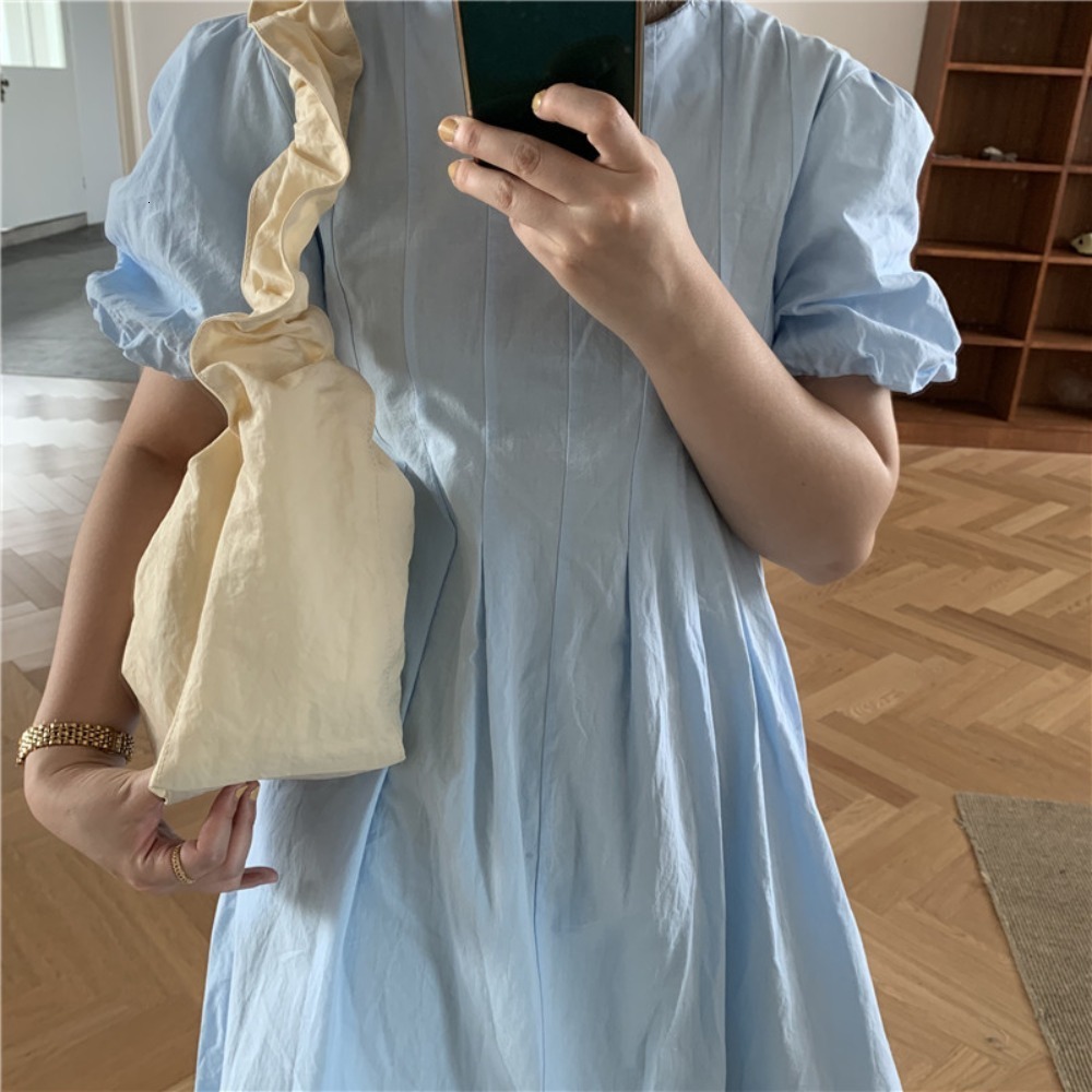 Evening Bags Portable Pleated Simple Drawstring Solid Color With Zipper Tote Shoulder 230720