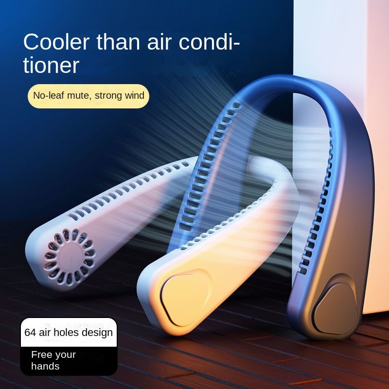 the new neck hung fan usb charging lazy and then type small fan student office movement leaves hang neck fan