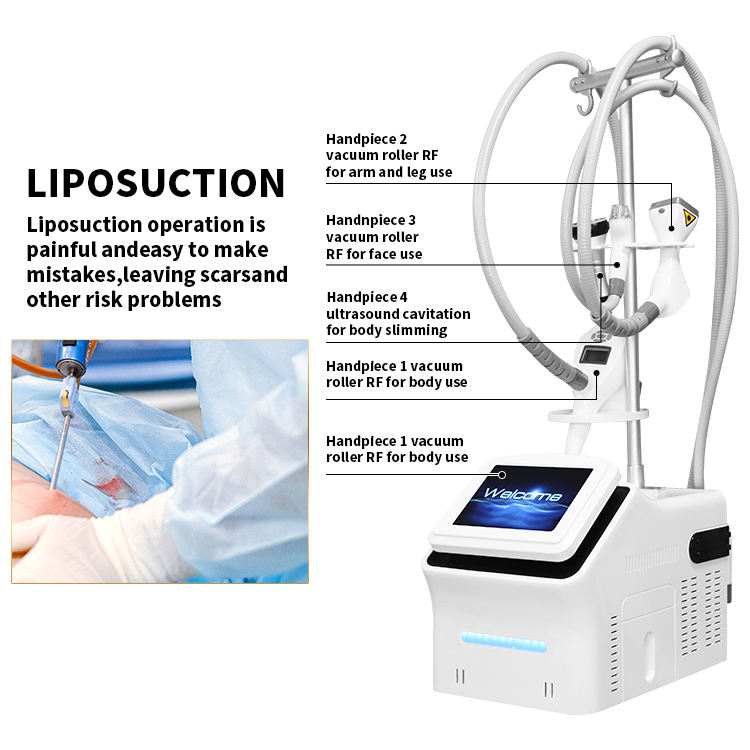 5 Handles Vertical Body Shaping Skin Rejuvenation Cellulite Weight Loss Vacuum Cavitation Roller Rf Velaslim Machine