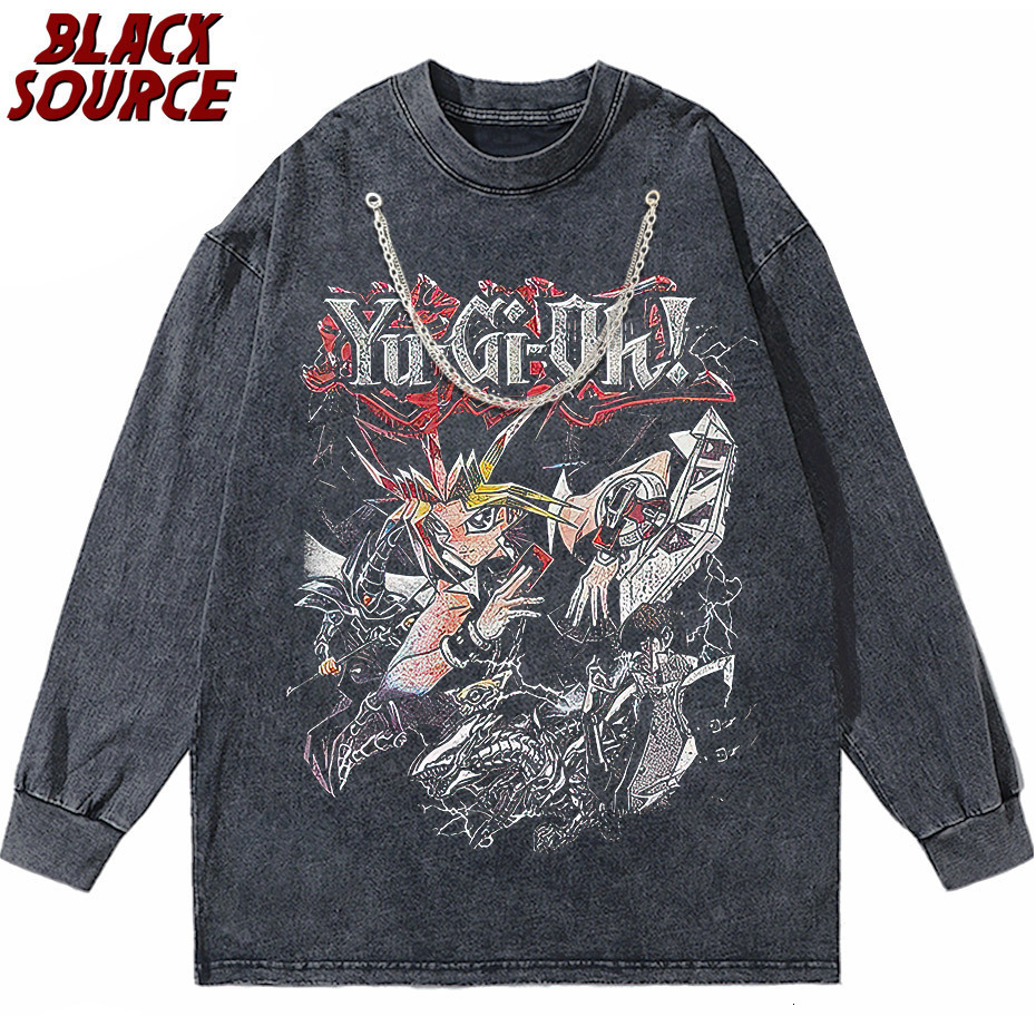 Men's T-Shirts Anime Yu Gi Oh T Shirts Men Retro Vintage Washed Yugi Muto Printed T-shirt Oversized Streetwear Manga Short Sleeve y2k Tops Tees 2