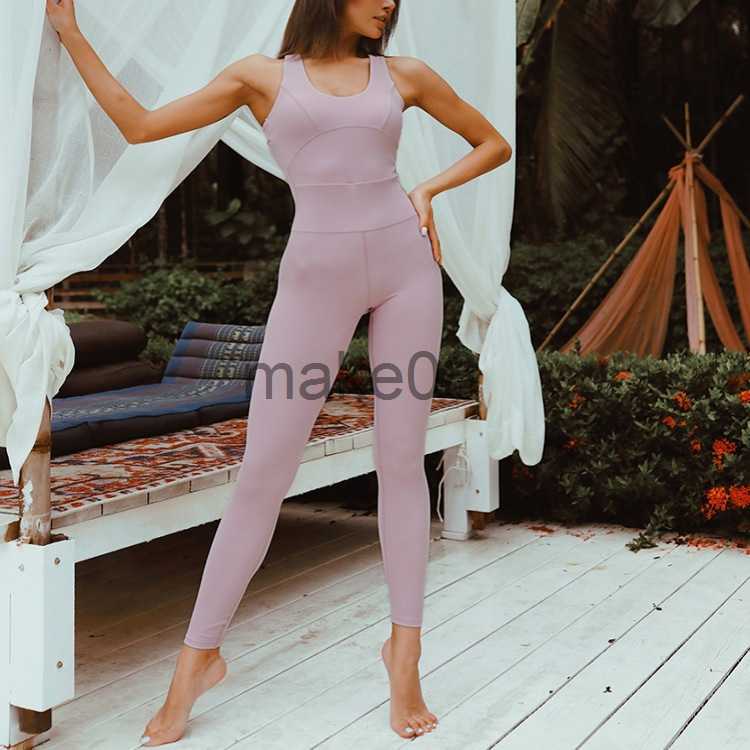 Women's Tracksuits SXL Seamless OnePiece Yoga Suits Women Jumpsuits Nylon High Stretchy Sports Overalls Rompers Gym Workout Clothing Sportswear J