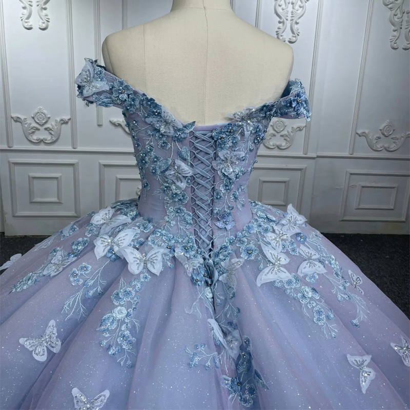 Luxury Shiny Off the Shoulder Quinceanera Dresses Applique Beading Bow Tulle Ball Gowns Sweet 16 Year Princess Dresses For 15 Vestidos De