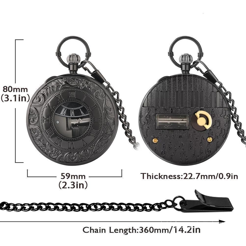 Pocket Watches Creative Silver Hand Crank Music Quartz Pocket Watch Fashion Swan Lake Musical Movement Fob Chain Year Gift For Men Women 230719