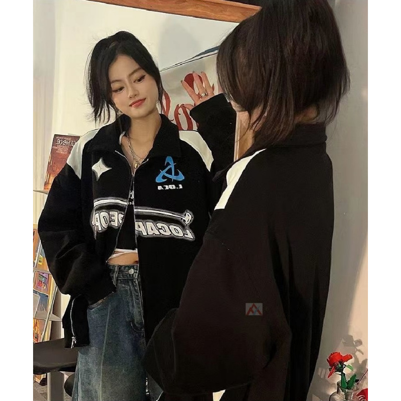 Women's Hoodies Sweatshirts Women Y2K Oversized Sweatshirts Autumn Retro Korean Letter Print Zipper Jacket Coat Ladies Trend Loose Hip Hop Hoodie