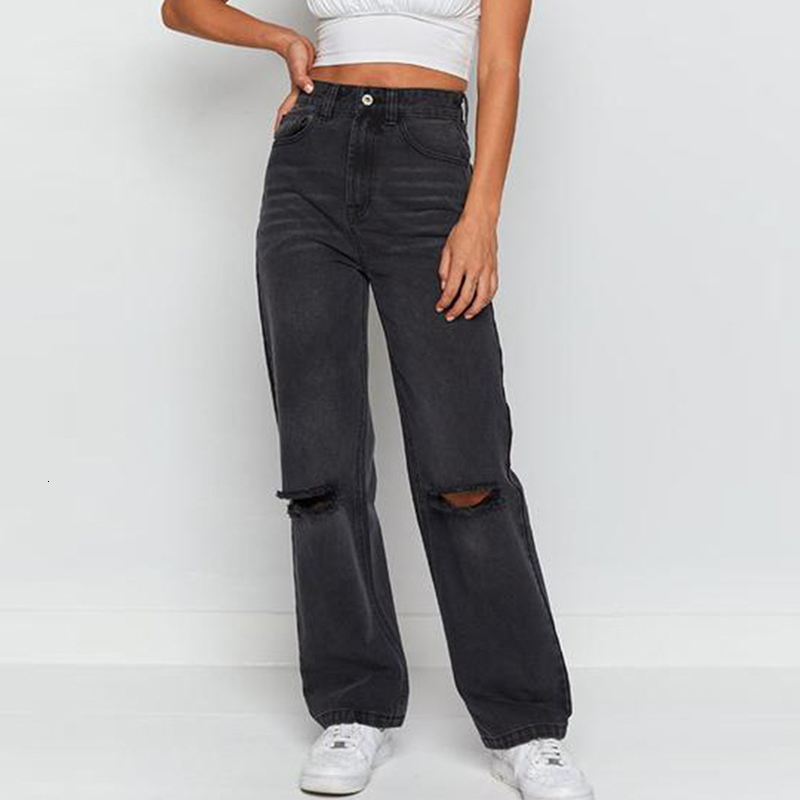 Women s Jeans Ripped High Waist Women Straight Loose Boyfriend Jean Pants Casual Wash Denim Trousers Fashion Streetwear Baggy 230720