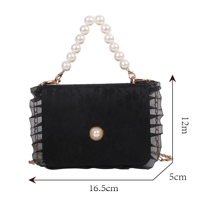 Evening Bags Vintage Small Square Shoulder Bag for Women Pearl Chain Ladies Tote Handbags Clutch Purse Fashion Female Crossbody 230720