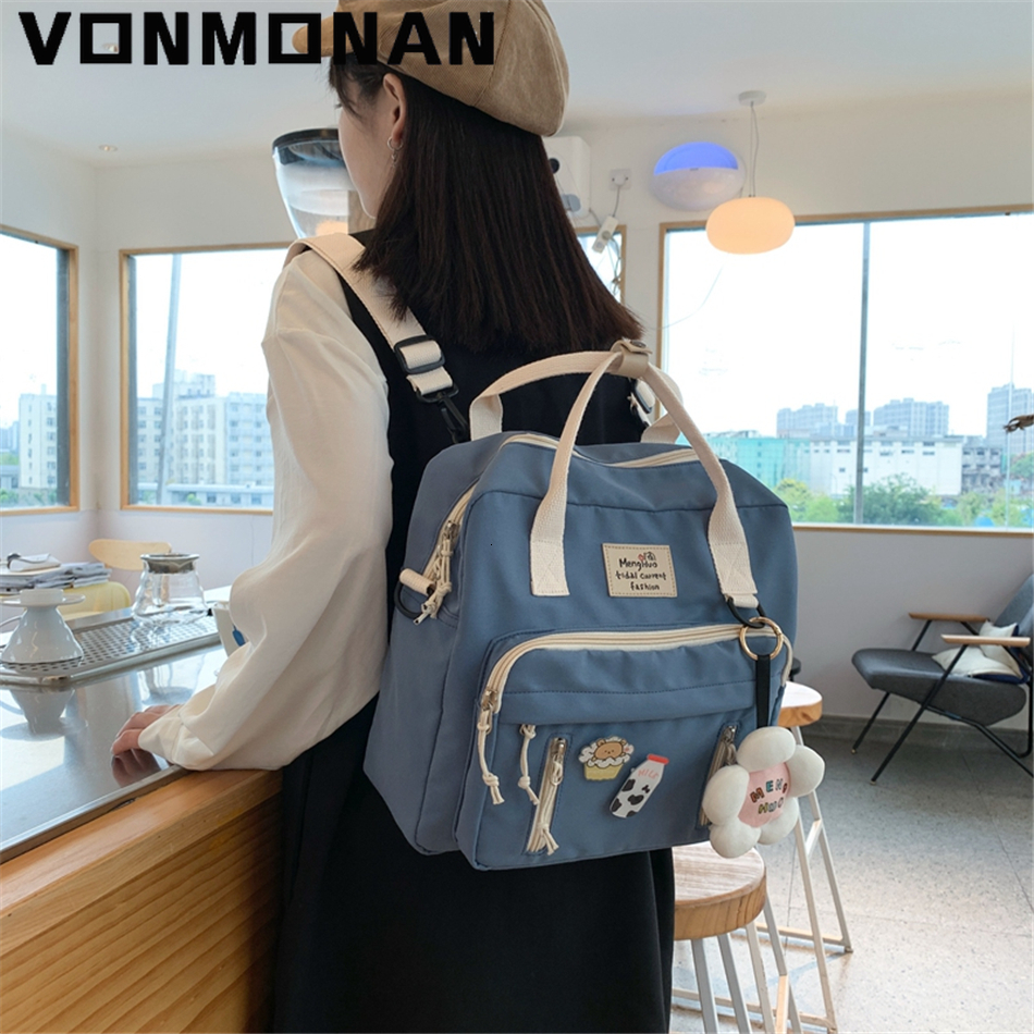 School Bags 3 In 1 Backpack for Teenage Girl Ring Buckle Portable Travel Shoulder Bag Female Small Schoolbag Badge Woman Rucksack Satchel 230720