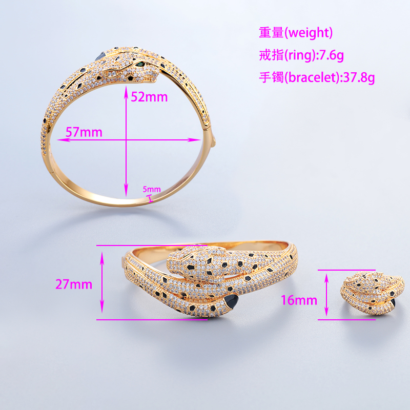 Silver Bangle 1 Gold Plated Leopard Design Luxury Unisex Fashion for Party Wedding Jewellery Gift High Quality Texture