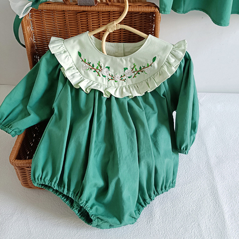 Rompers Spring Kids Baby Girl Long Sleeves Embroidery Sister Dress Rompers Autumn Infant Baby Girl born Dress Rompers Clothes 230720