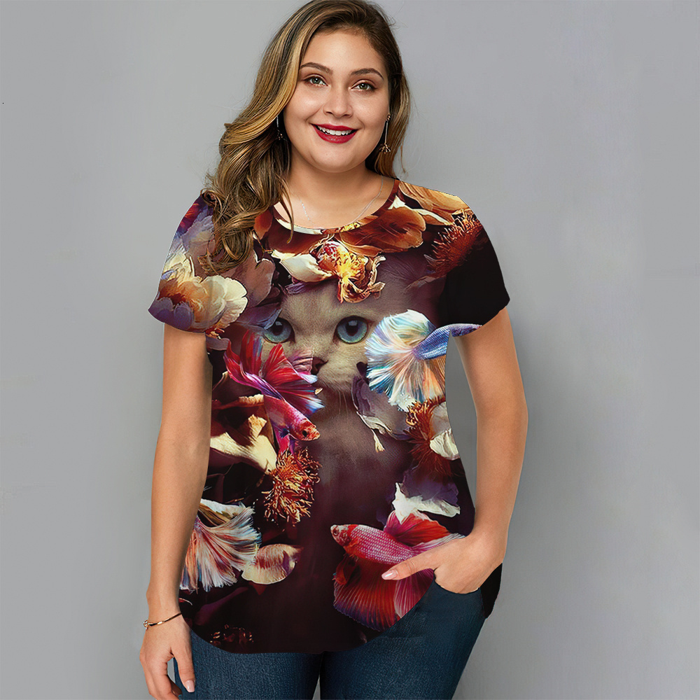 Women's T-Shirt Funny Women's T-Shirt Summer O Neck Short Sleeve Tee Shirt Plus Size Casual Animal T Shirt for Women Streetwear Pullover Clo