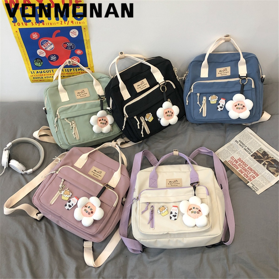 School Bags 3 In 1 Backpack for Teenage Girl Ring Buckle Portable Travel Shoulder Bag Female Small Schoolbag Badge Woman Rucksack Satchel 230720