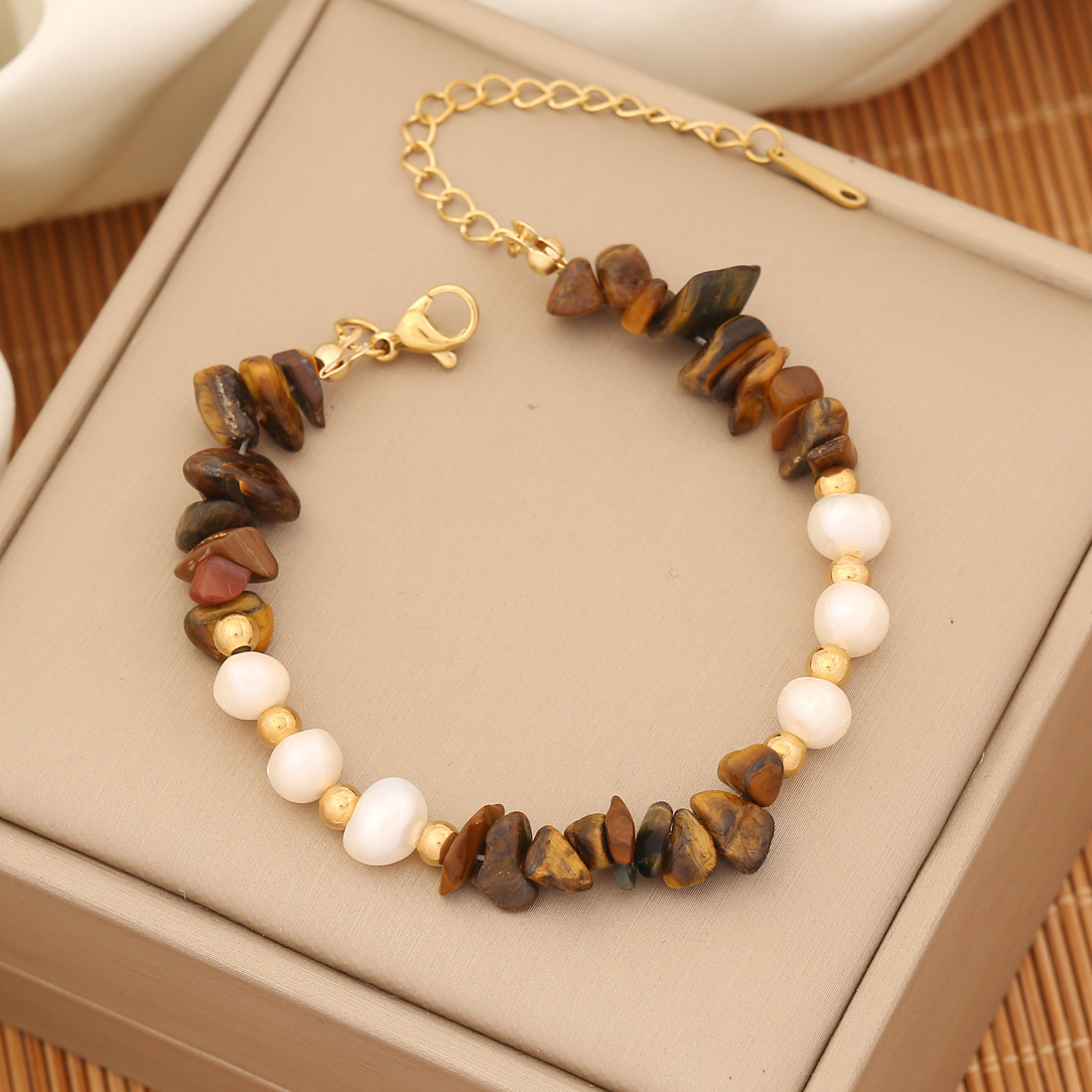 Popular White Pearl Natural Stone Beaded Bracelet Jewelry for Women Gift