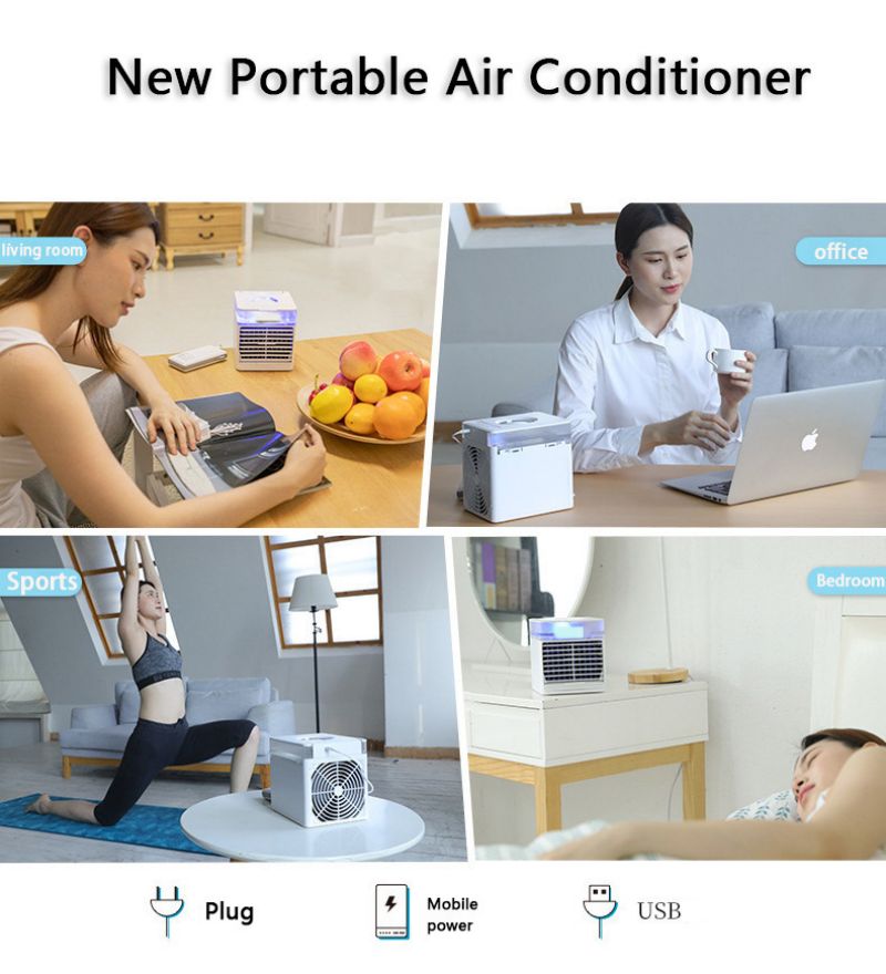 12w portable air conditioner with ultraviolet germicidal lamp usb air cooler desktop mini 500ml 3 gear cooling fan