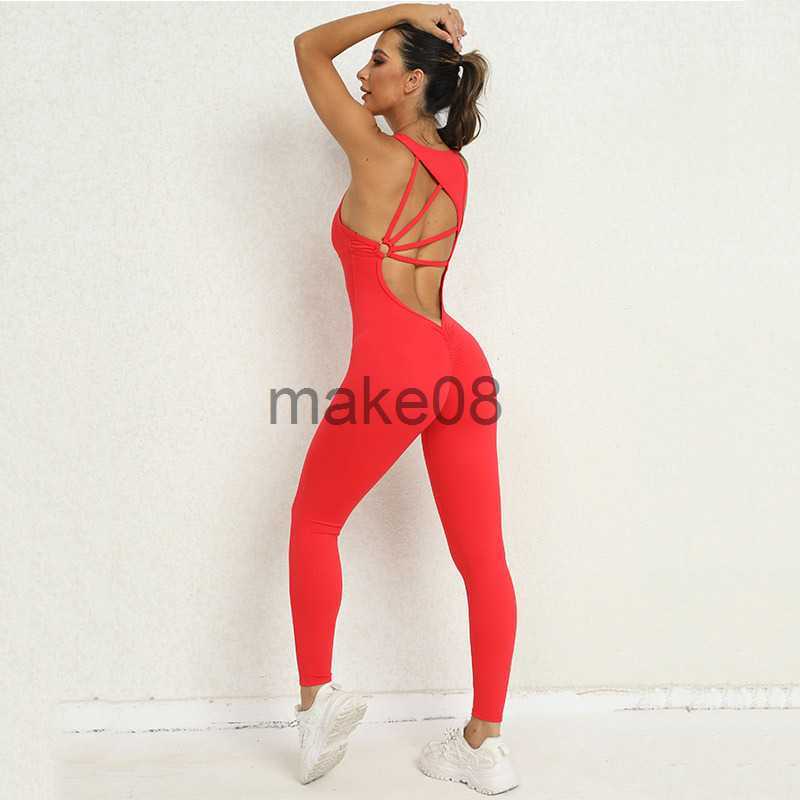 Women's Tracksuits Seamless Yoga Jumpsuit Sports Fitness OnePiece Yoga Sleeveless Workout Clothes Running Sportswear Stretch Tight Training Wear 