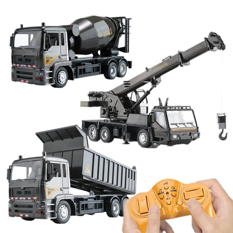 Electric RC Car RC Alloy Engineering Vehicle Steering Wheel Remote Control Dump Truck Crane Mixer Excavator Lift Outdoor Toy Birthday Gift 230719