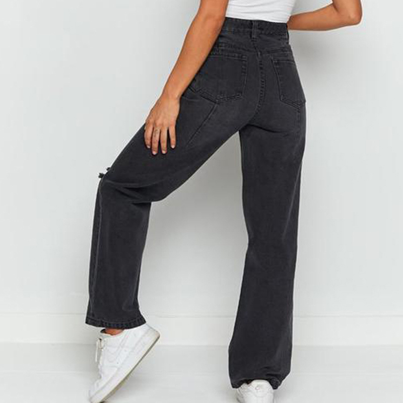 Women s Jeans Ripped High Waist Women Straight Loose Boyfriend Jean Pants Casual Wash Denim Trousers Fashion Streetwear Baggy 230720