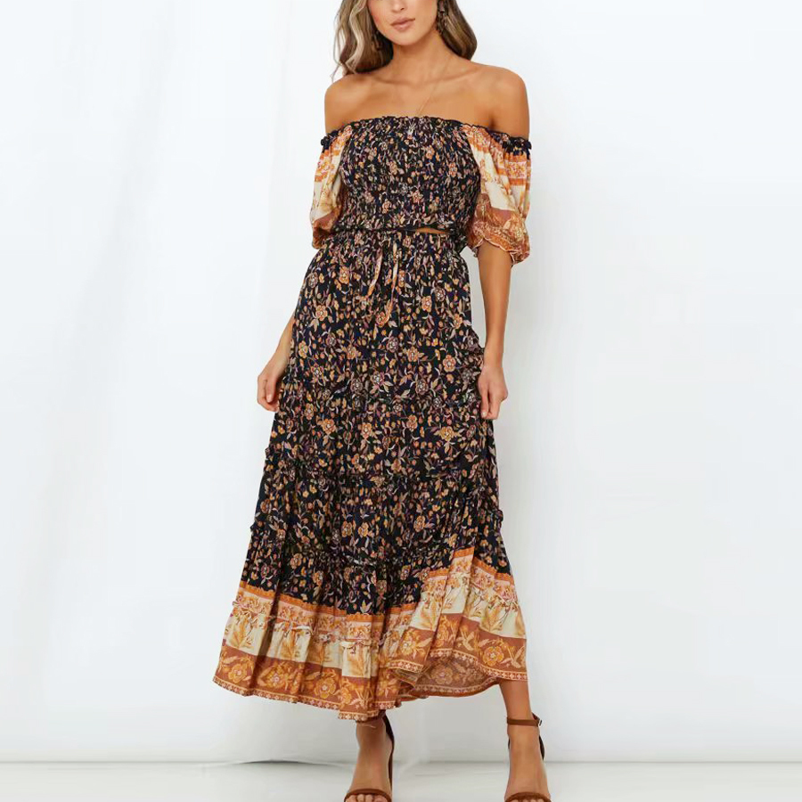 Urban Sexy Dresses TEELYNN Vintage Women Two Piece Dress Women Puff Sleeve Crop Top Maxi Skirts 2 Pieces Sets Cotton Boho Beach Summer Vestidos 230719