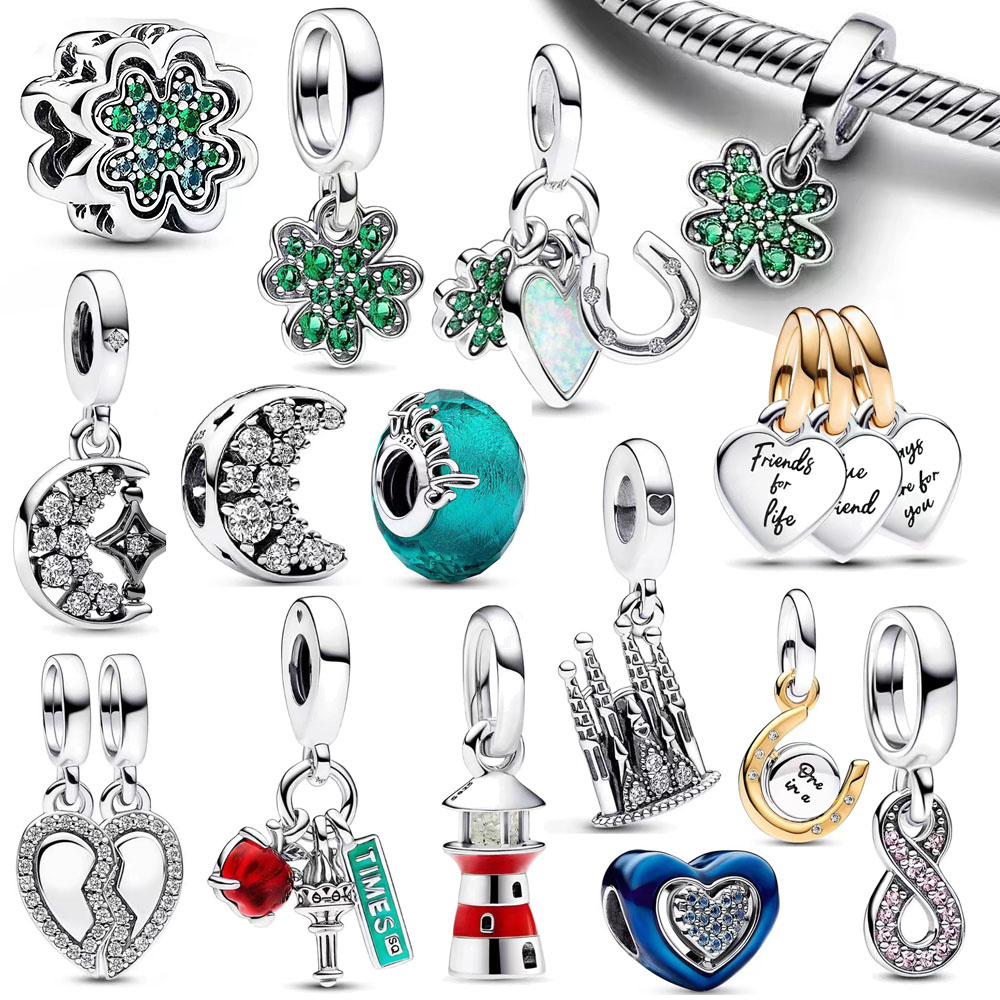 2023 Summer New In Clover Friend Starry Series S925 Moon Heart Charm Beads Fit Original Bracelet DIY Jewelry Free Delivery