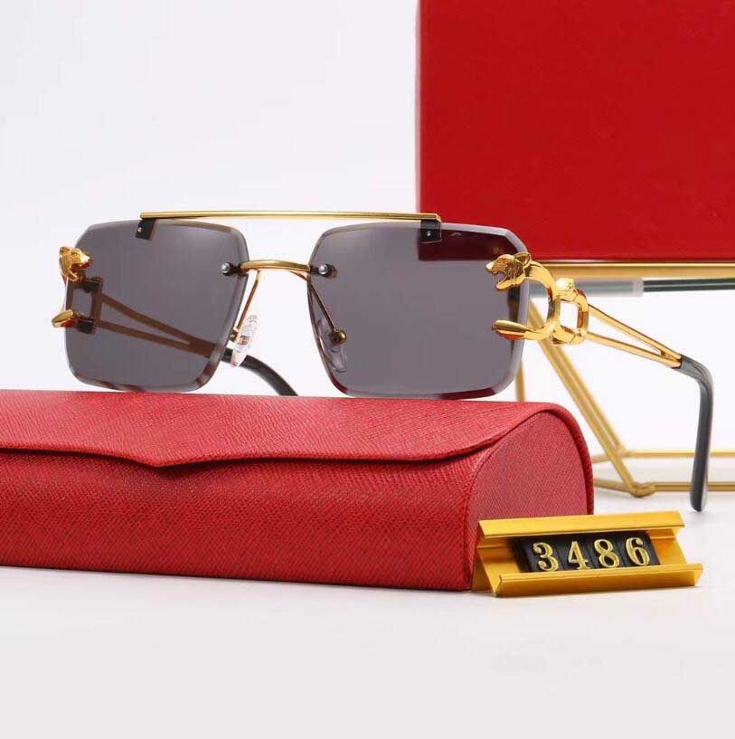 Designer Sunglasses for Women Buffalo Horn Glasses Mens Woman Rimless Fashion Panther Frames Rectangle Brown Black Transparent Lens Polarized Eyeglasses
