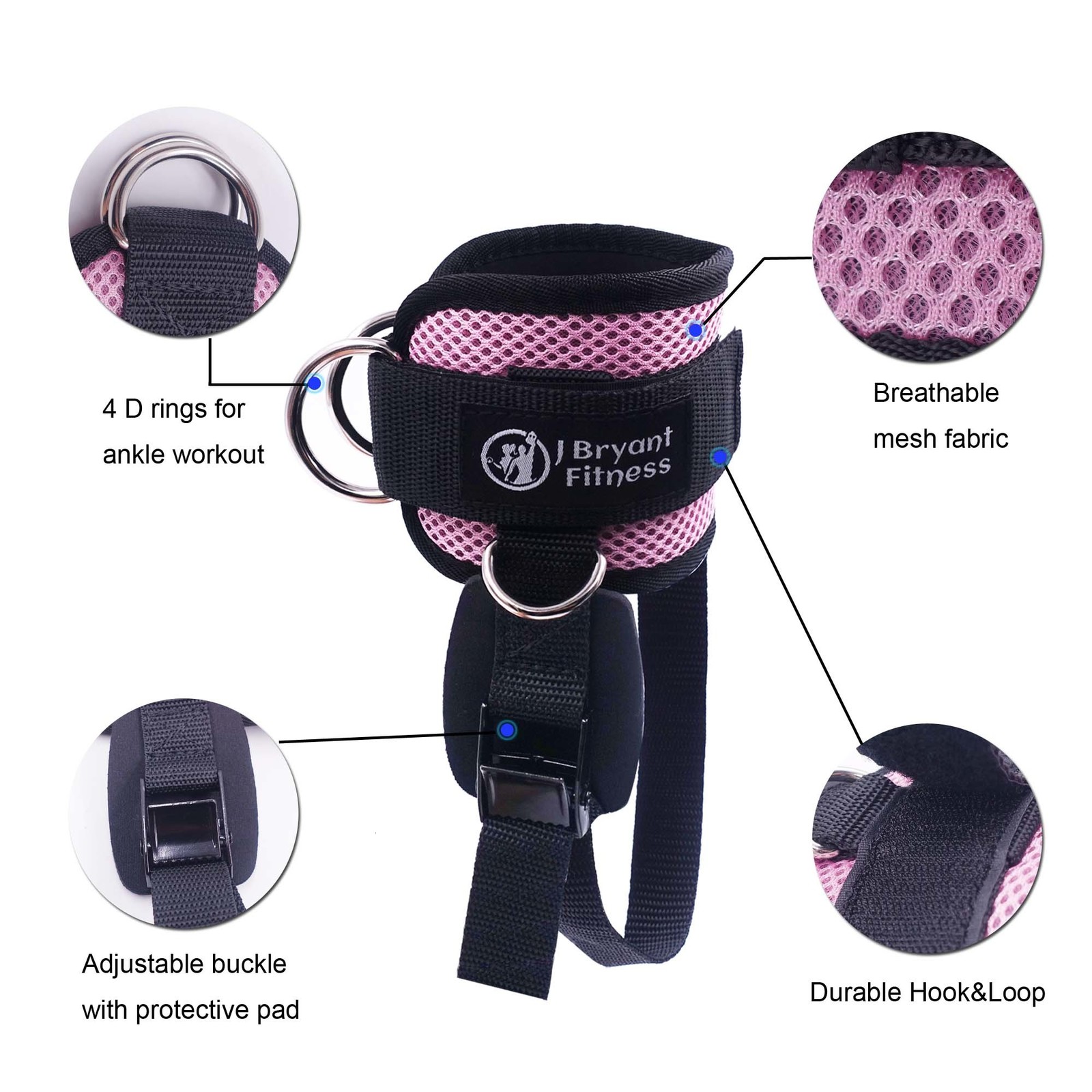 Protective Gear 4 D rings Ankle Straps for Cable Machine Adjustable Strap Cuffs Booty Building Workout Trainer Fitness Equipment 230720