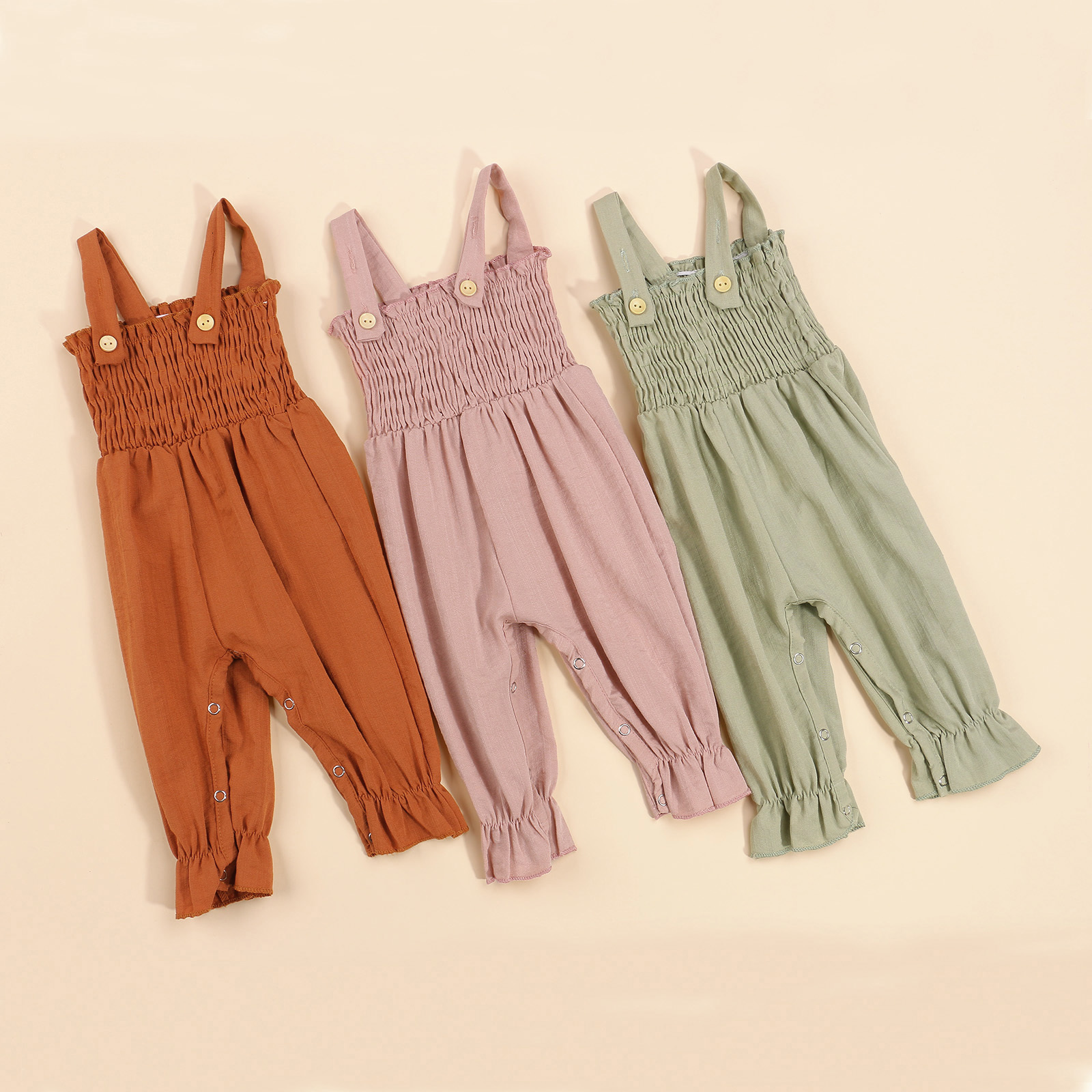Rompers -05-17 Lioraitiin 0-18M Infant Kids Girl Jumpsuit Summer Solid Color Sleeveless Off Shoulder Romper Playsuits 230720