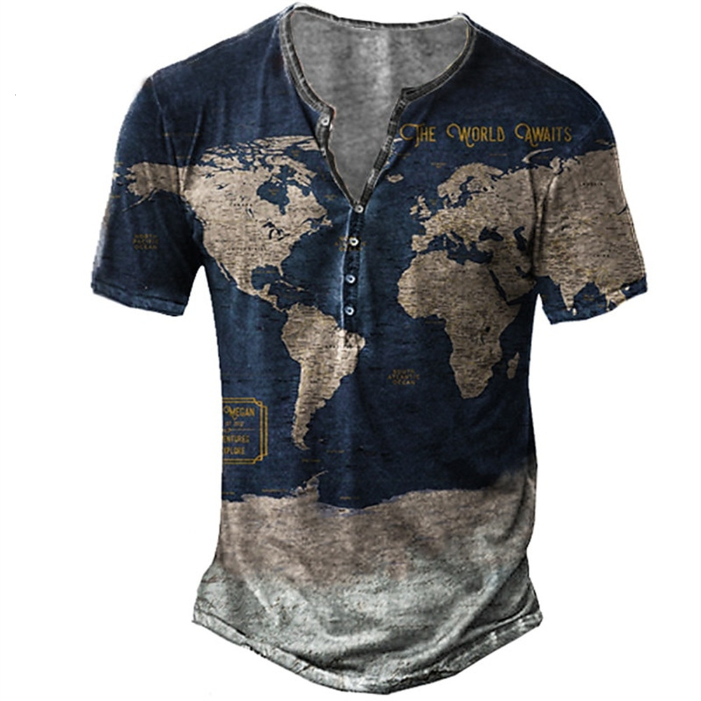 Mens TShirts Waffles Henry Shirt Pattern Faith Clothing 3D Printing Outdoor Short Sleeve Button Top 230720
