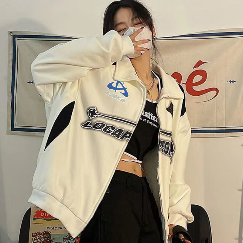 Women's Hoodies Sweatshirts Women Y2K Oversized Sweatshirts Autumn Retro Korean Letter Print Zipper Jacket Coat Ladies Trend Loose Hip Hop Hoodie