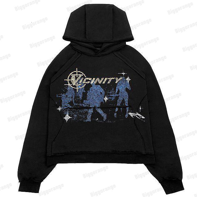 Women's Hoodies Sweatshirts loose Zip fashion Hoodie man Harajuku y2k pullover oversized sweatshirt women printed Streetwear Long Sleeve Black to