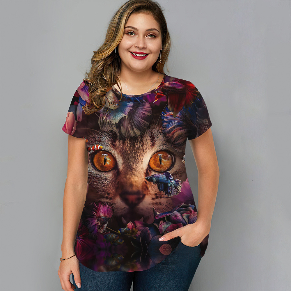 Women's T-Shirt Funny Women's T-Shirt Summer O Neck Short Sleeve Tee Shirt Plus Size Casual Animal T Shirt for Women Streetwear Pullover Clo