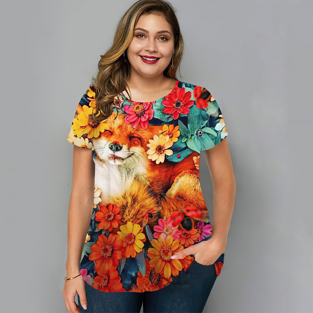 Women's T-Shirt Funny Women's T-Shirt Summer O Neck Short Sleeve Tee Shirt Plus Size Casual Animal T Shirt for Women Streetwear Pullover Clo