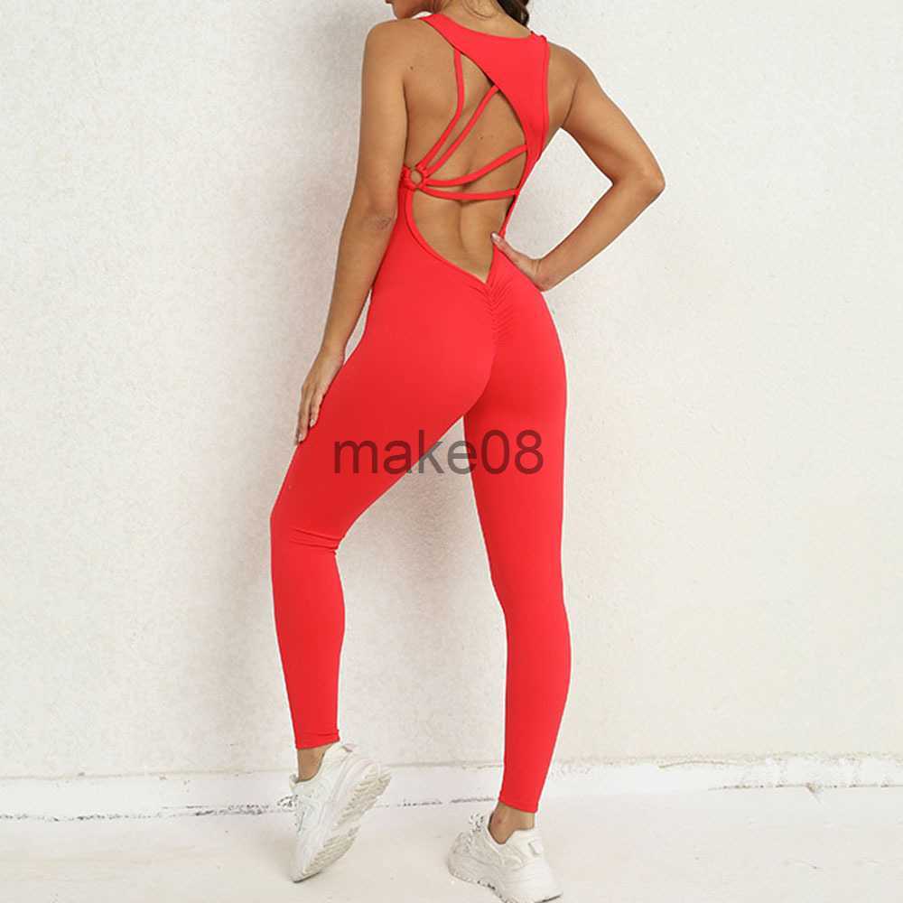 Women's Tracksuits Seamless Yoga Jumpsuit Sports Fitness OnePiece Yoga Sleeveless Workout Clothes Running Sportswear Stretch Tight Training Wear 
