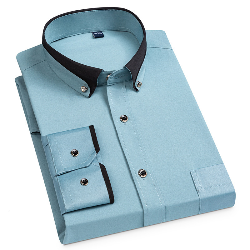 Mens Casual Shirts FASHION MAN SHIRT White Drill Buckle Elastic Antiwrinkle Social Shirt Men Long Sleeve Business Slim Fit 230720