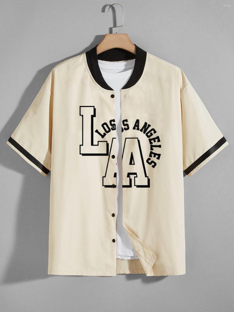 Men's Casual Shirts Baseball Shirt Collection Short Sleeve Cardigan Single Breasted Top