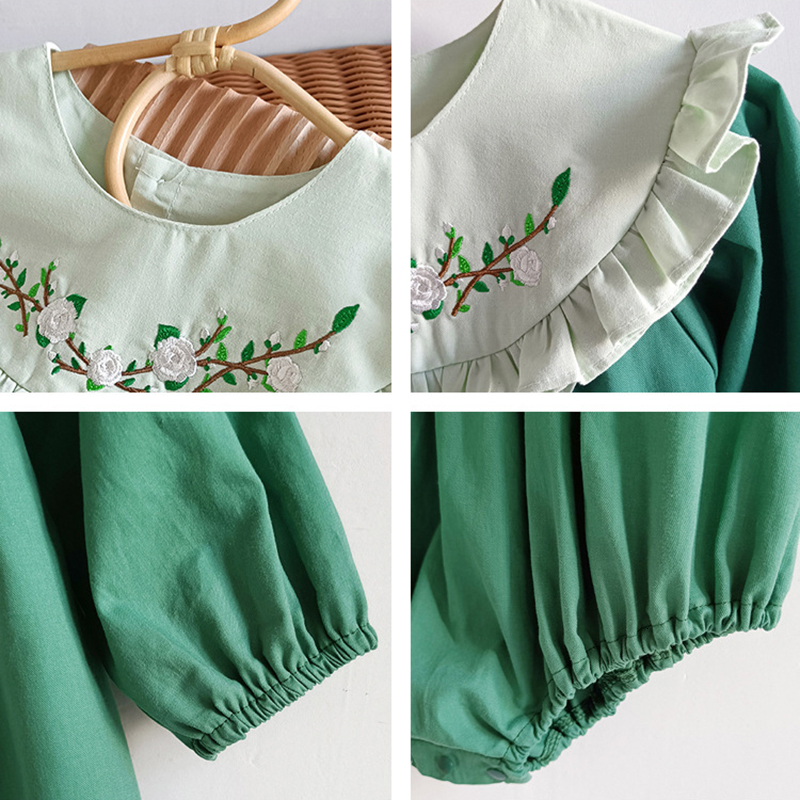 Rompers Spring Kids Baby Girl Long Sleeves Embroidery Sister Dress Rompers Autumn Infant Baby Girl born Dress Rompers Clothes 230720