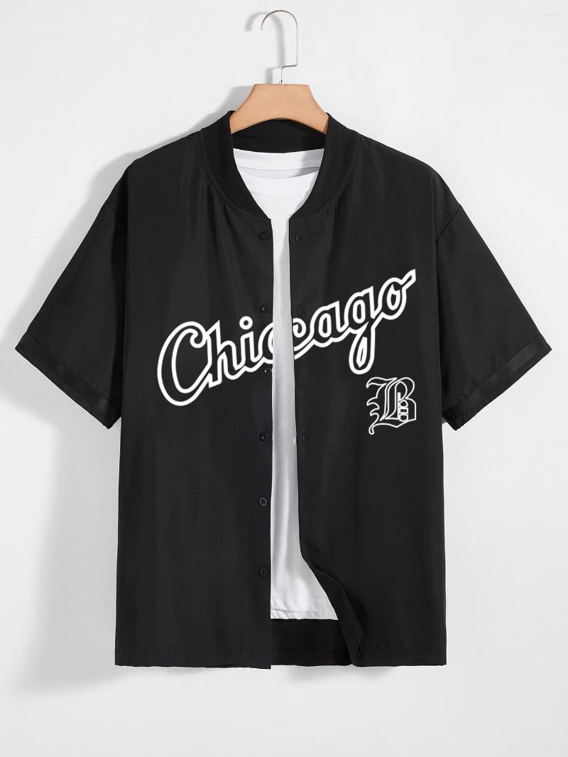 Men's Casual Shirts Baseball Shirt Collection Short Sleeve Cardigan Single Breasted Top