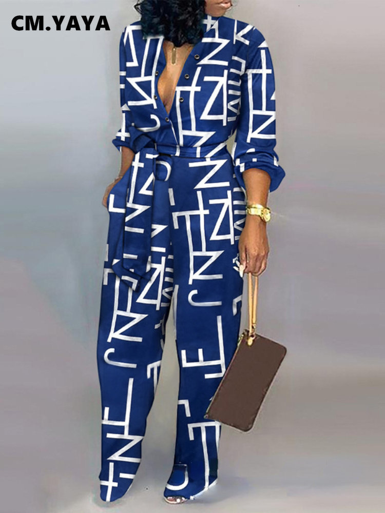 Women's Jumpsuits Rompers CM.YAYA Women Elegant Long Sleeve Sashes High Waist Straight Jumpsuits Autumn Winter INS Fashion Suit Romper 230719