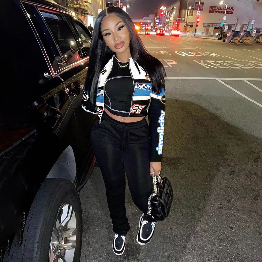 Womens Jackets Autumn Winter Back High-end Short Style Leather Letter Casual Daily Young Full Sleeve Women High Waist Outwears AAA Discount for in-sto