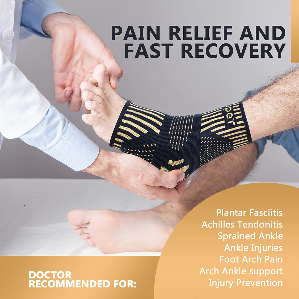 Protective Gear BraceTop 1 Pair Copper Ankle Brace Support Compression Sleeve Socks Plantar Fasciitis Sprained Achilles Tendon Pain Relief 230720