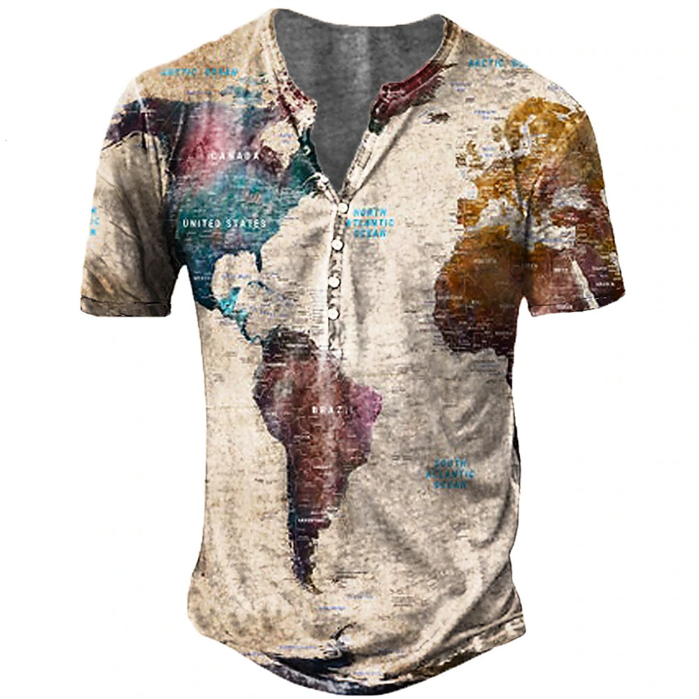 Mens TShirts Waffles Henry Shirt Pattern Faith Clothing 3D Printing Outdoor Short Sleeve Button Top 230720