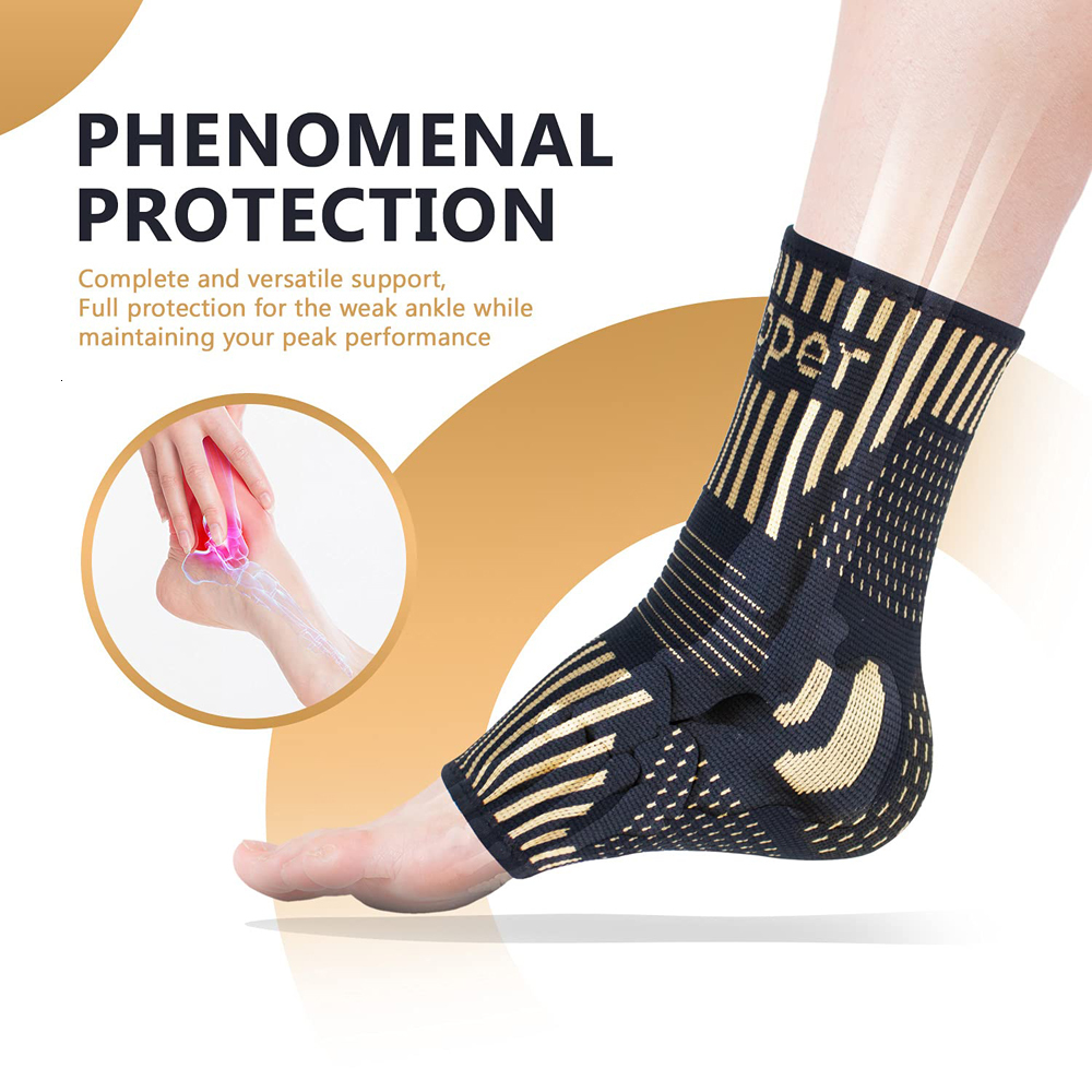 Protective Gear BraceTop 1 Pair Copper Ankle Brace Support Compression Sleeve Socks Plantar Fasciitis Sprained Achilles Tendon Pain Relief 230720