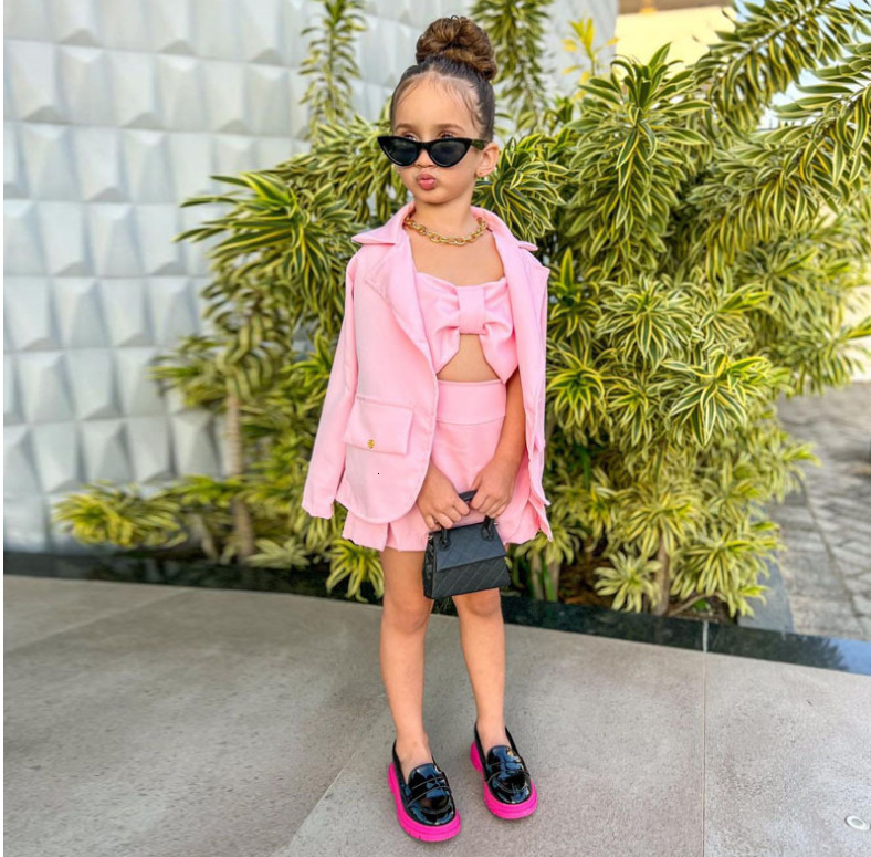 Clothing Sets Retail 2023 Baby Girls Fashion Pink 3 pieces Coat Top Skirts Princess Sweet Suits 2 7T 230720