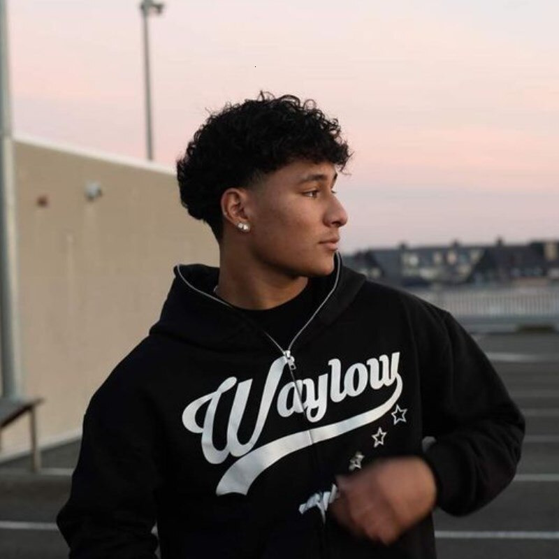 Men's Hoodies Sweatshirts Men Full Zip Hoodies Autumn Harajuku Letter Printed Long Sleeve Hooded Jackets Streetwear Male Gothic Punk Oversized Ho