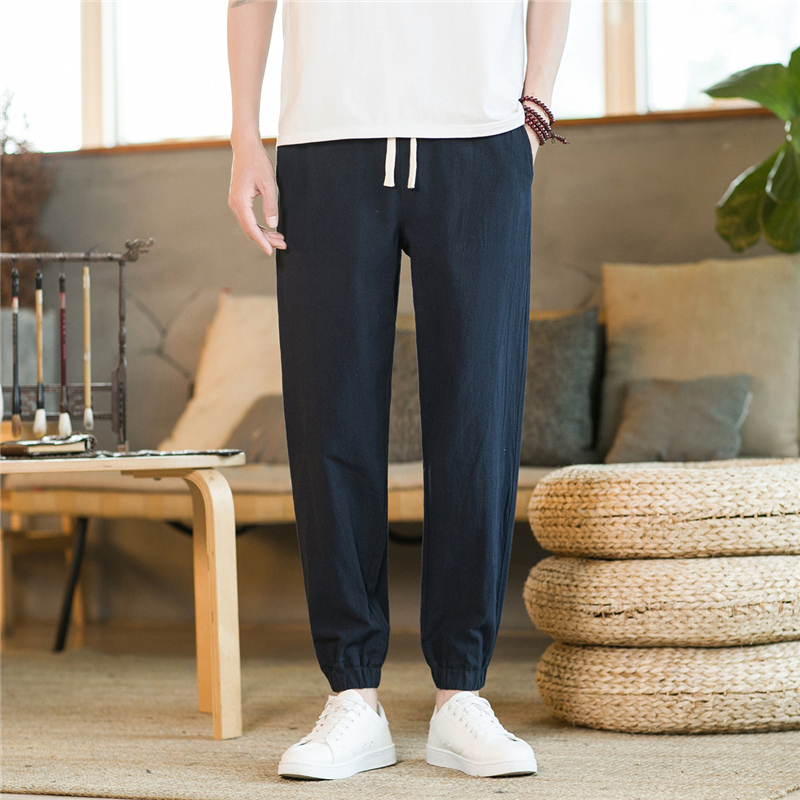 Mens Pants Spring and summer linen long legs thin breathable cut pants casual mens ice silk cotton sports chubby 230720
