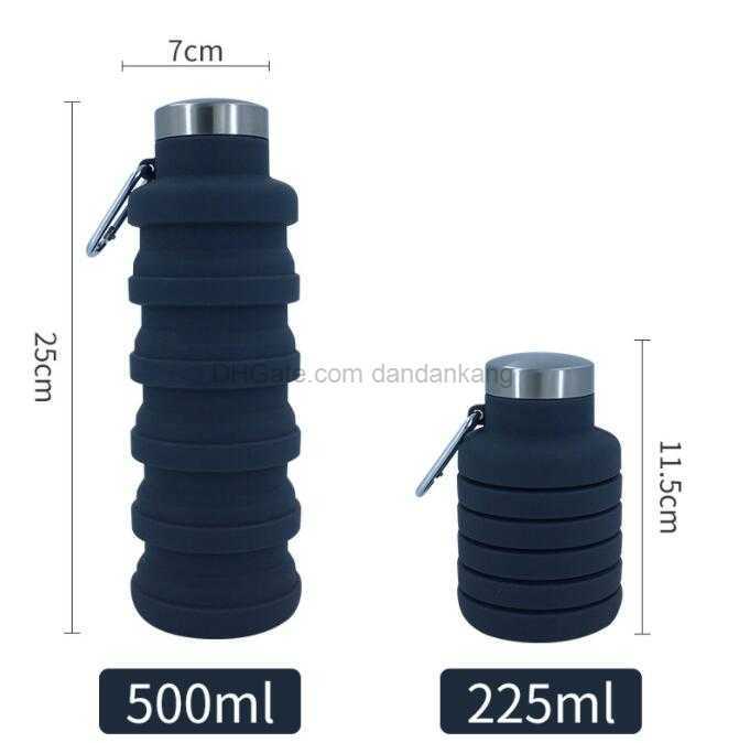 Portable Foldable Water Bottles 550ml Silicone Folding Cup Collapsable Travel hiking camping cycling Drinking glass Cups Z260202