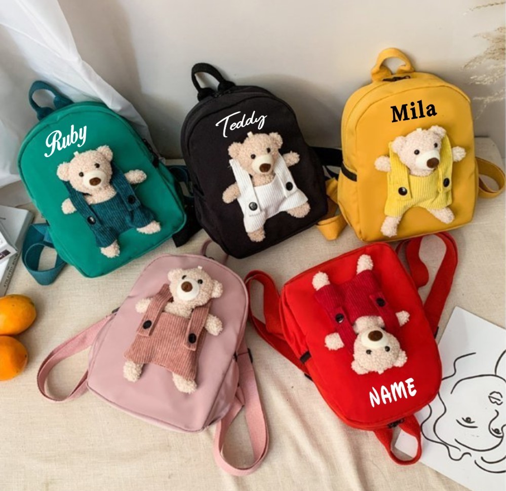 Backpacks Personalized Toddler Backpack Plush Bear Preschool Bag Kids Custom Name Backpack for Boys Girls Cute Mini Childs Bag Backpacks 230720