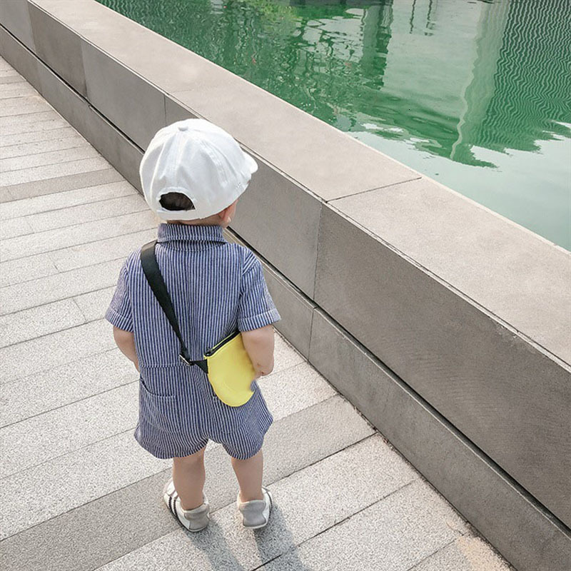 Rompers Summer Cute Baby Jumpsuit Thin Children'S Clothing Pocket Buttons Striped Denim Clothes Boys Girls Toddler Kids Romper 230720